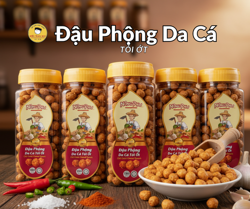 Đậu Phộng Da Cá Tỏi ớt  - Cripsy Spicy Peanut  with Garlic - Bếp Ông Bụi 
