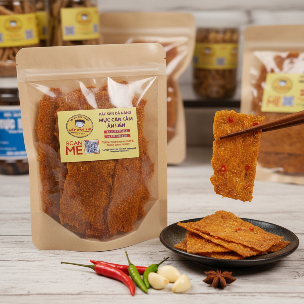 Mực Cán Tẩm Gia Vị ăn liền | Squid Jerky